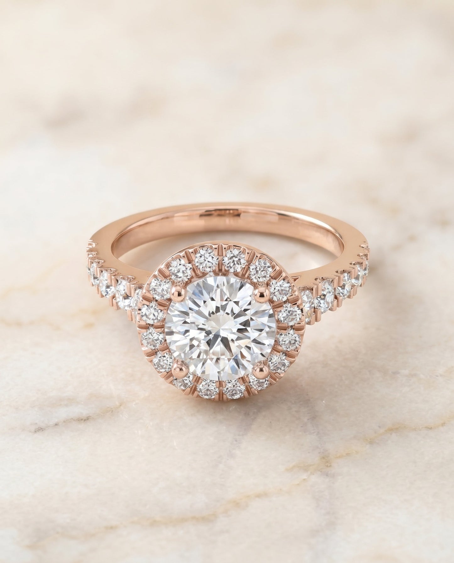 Lucille Select Shared Prong Halo Linear Side Set in 14K Yellow Gold – view 1