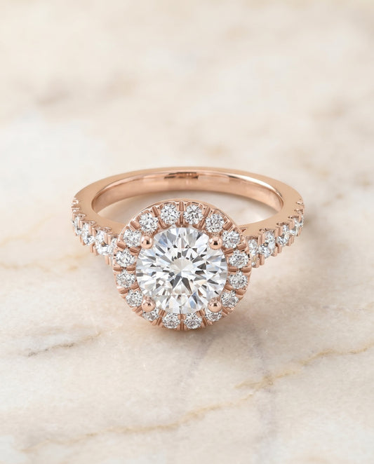 Lucille Select Shared Prong Halo Linear Side Set in 14K Yellow Gold – view 1