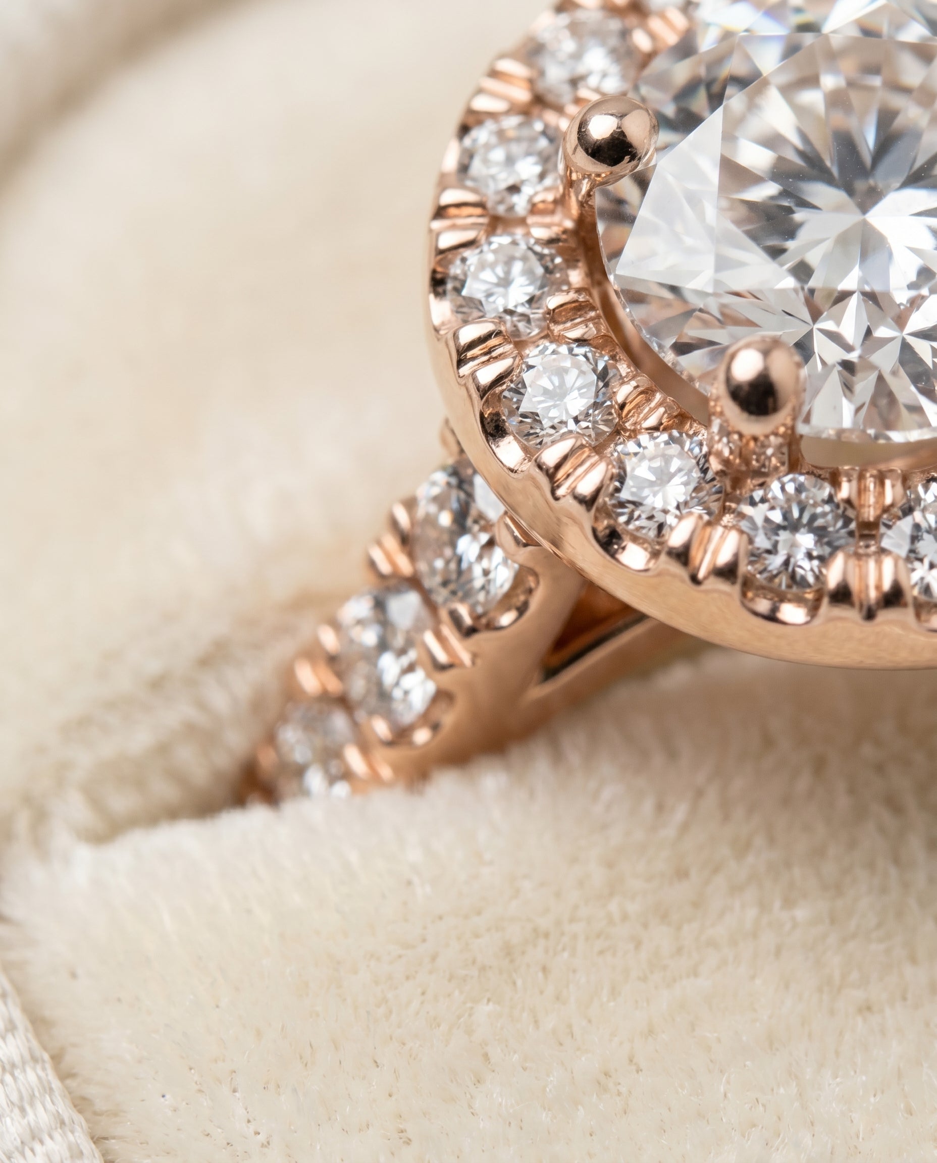 14K Rose Gold band of The Lucille round engagement ring setting | RockHer