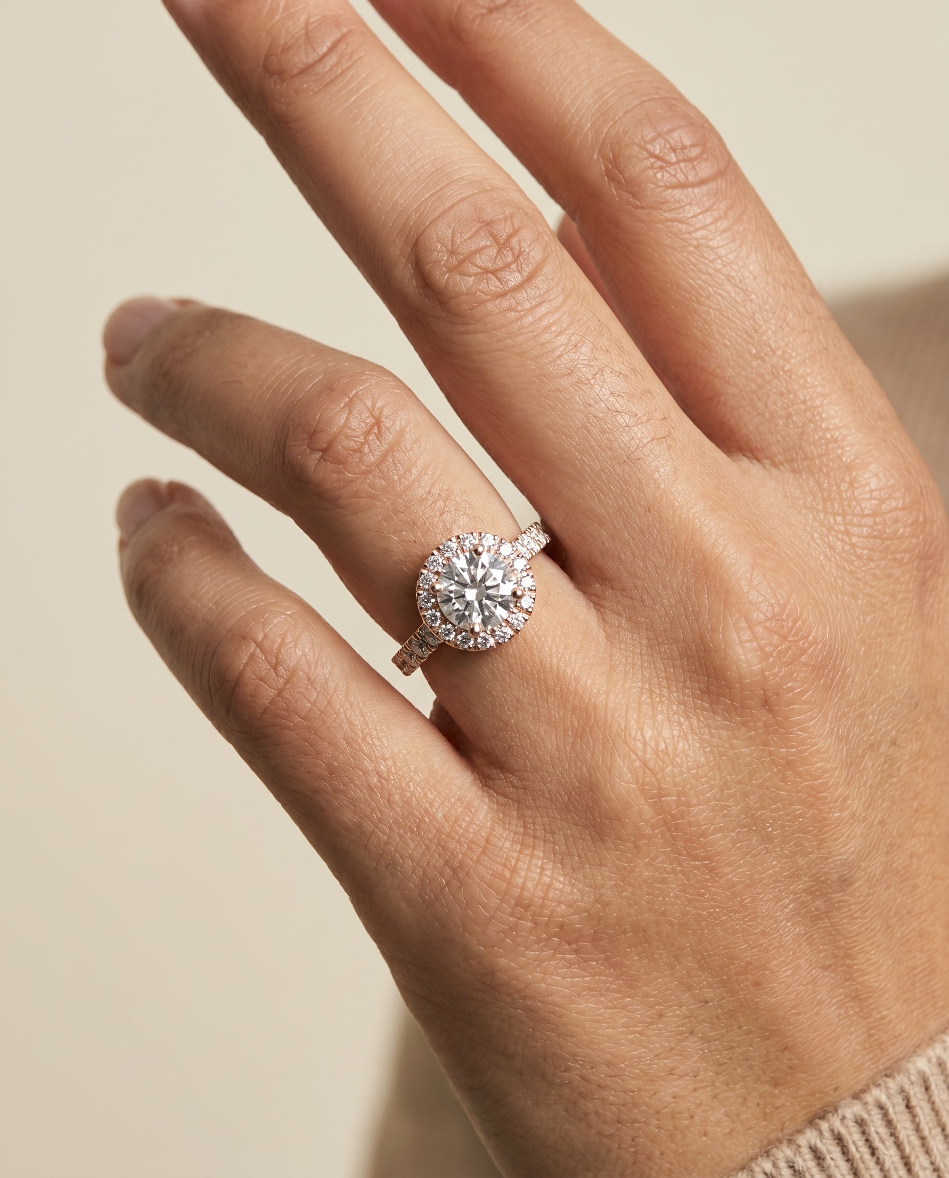 The Lucille setting for round diamonds, made to order in 14K Rose Gold | RockHer
