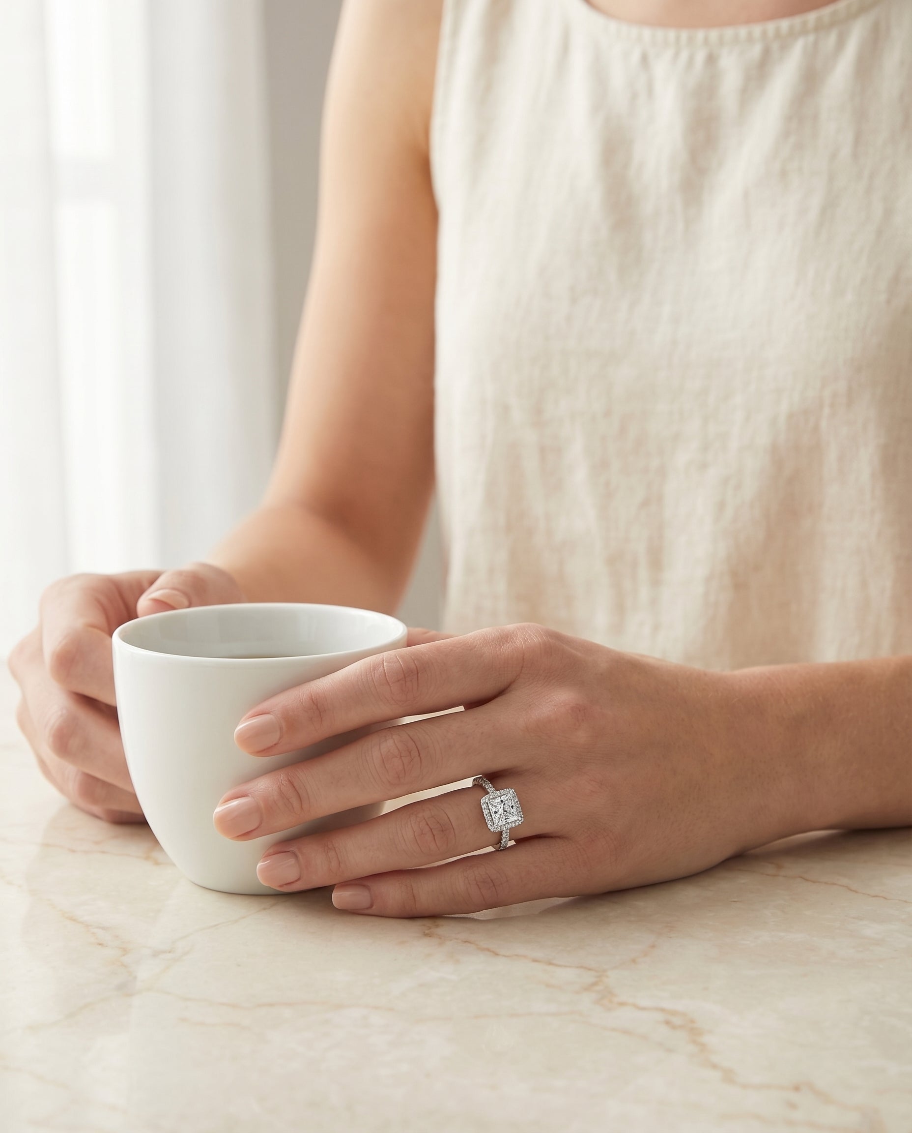 Made to order: The Allegra princess engagement ring setting in Platinum | RockHer