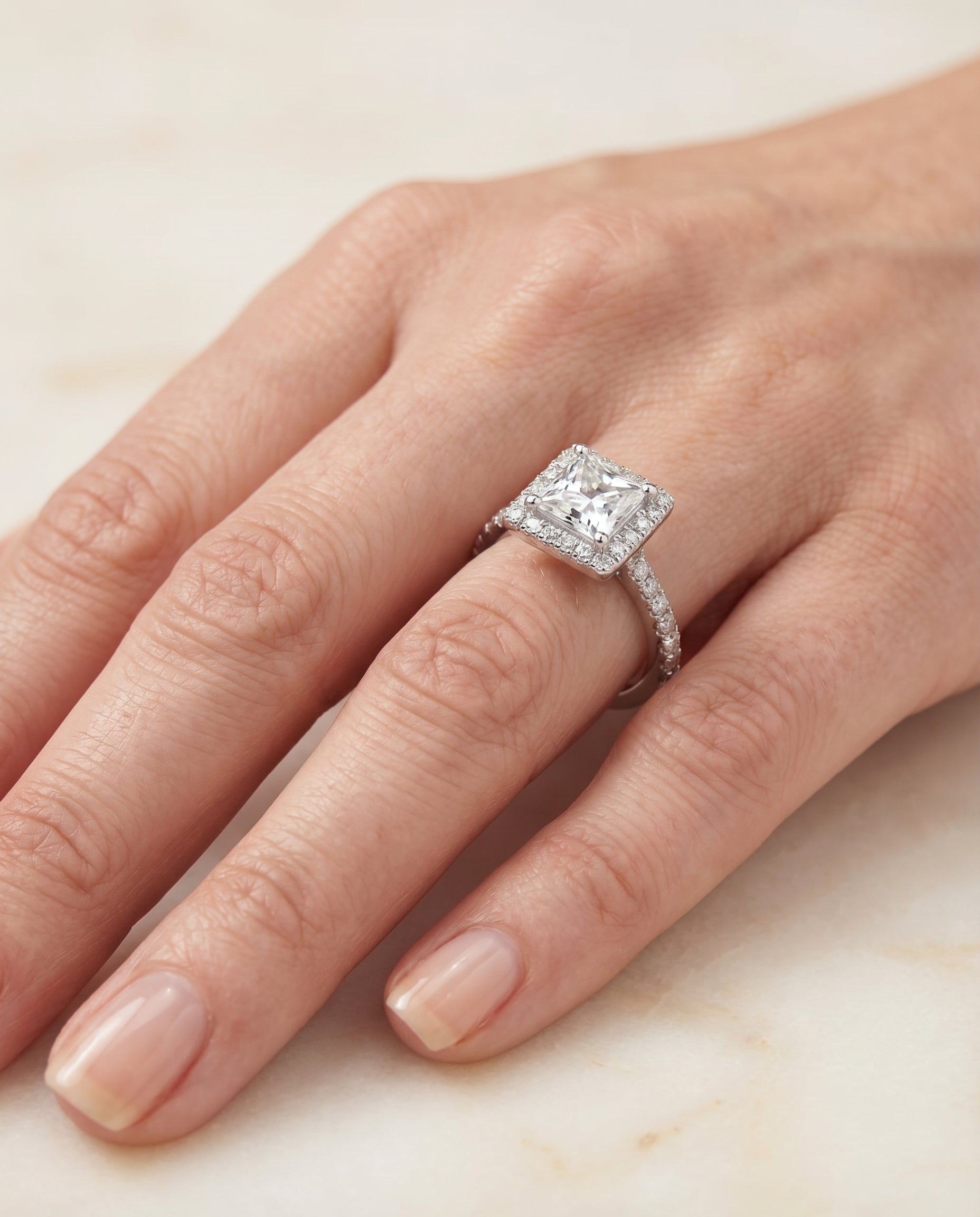 The Allegra setting for princess diamonds, made to order in Platinum | RockHer