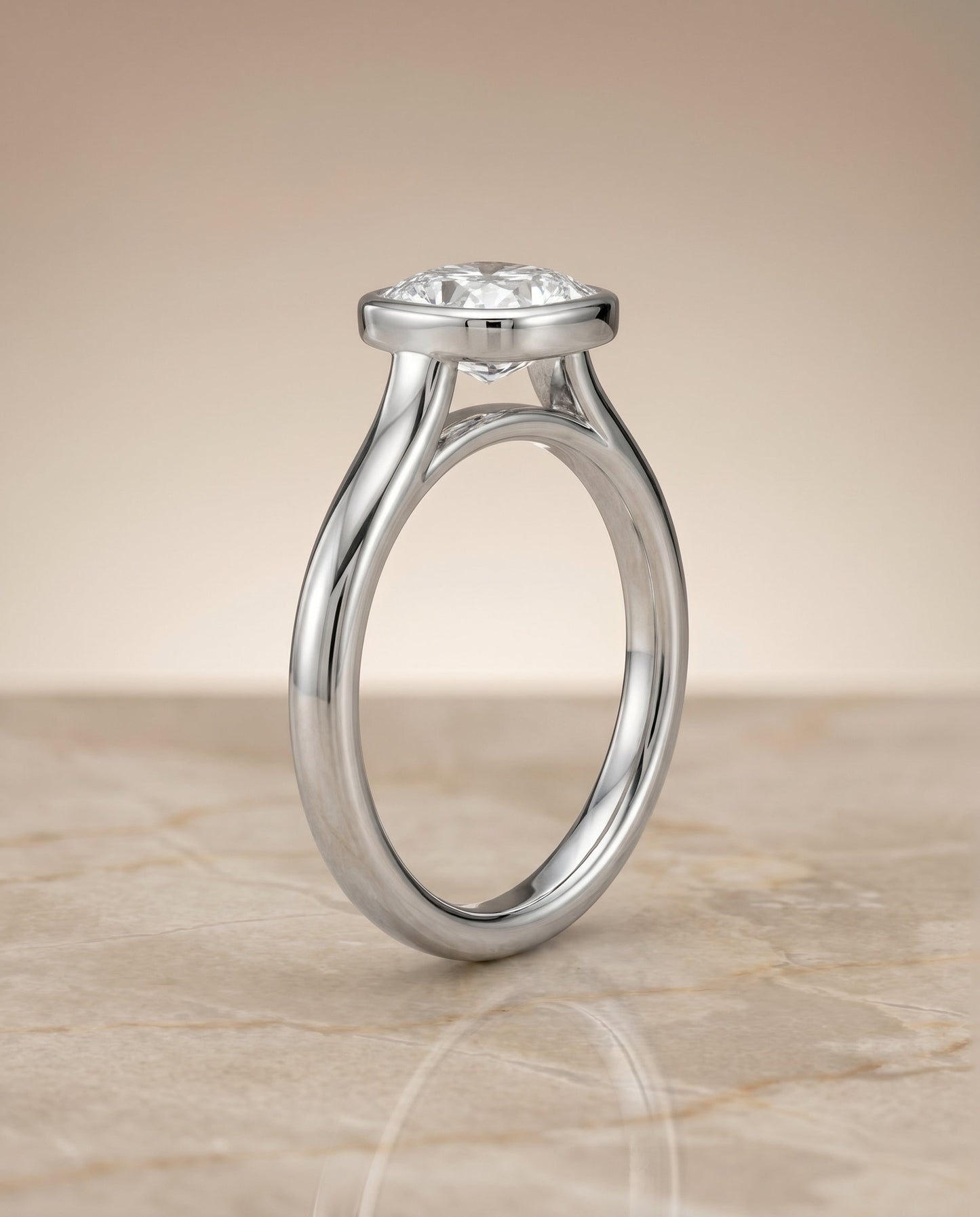 Duran Select Simple Bezel Solitaire Cushion in 14K White Gold – view 6
