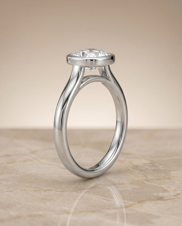 Duran Select Simple Bezel Solitaire Cushion in 14K White Gold – view 6