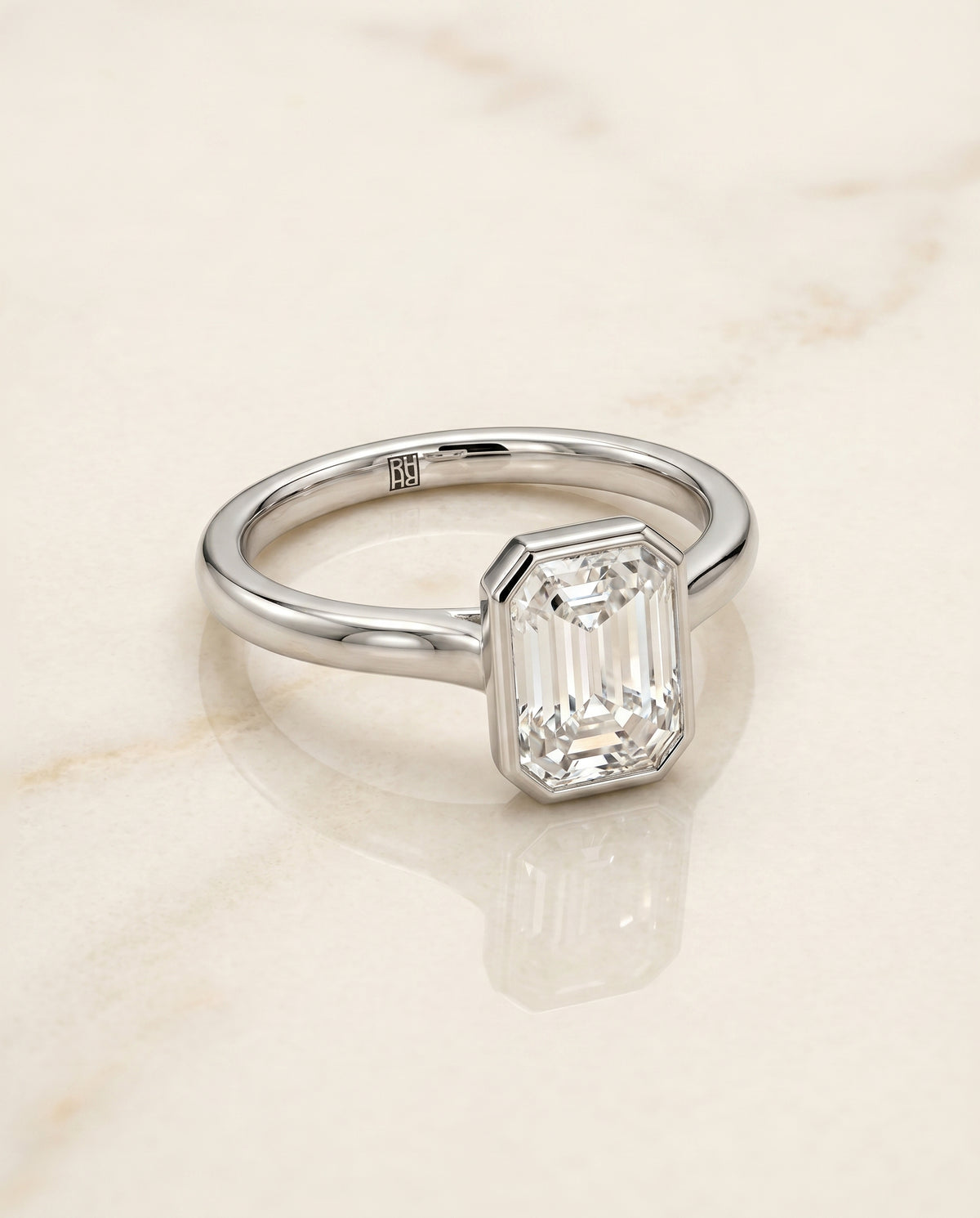 The Duran emerald engagement ring setting in 18K White Gold | RockHer