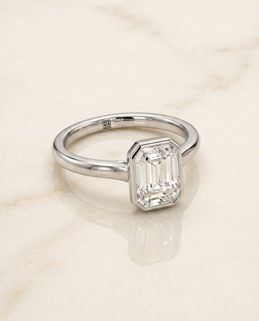 Duran Select Simple Bezel Solitaire Cushion in 18K White Gold – view 1
