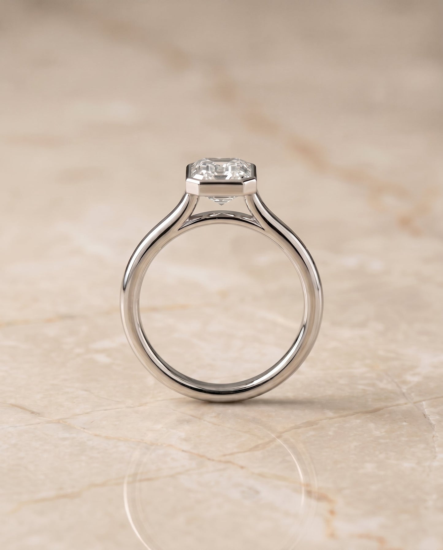 Duran Select Simple Bezel Solitaire Emerald Cut in 18K White Gold – view 6