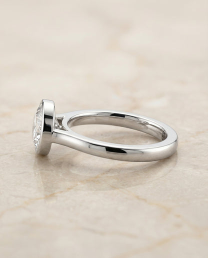 The Duran Select Simple Bezel Solitaire Engagement Ring with Lab Diamond in 18K White Gold — view 6