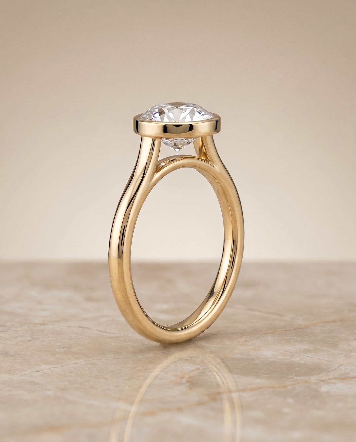 Duran Select Simple Bezel Solitaire Cushion in 18K Yellow Gold – view 2