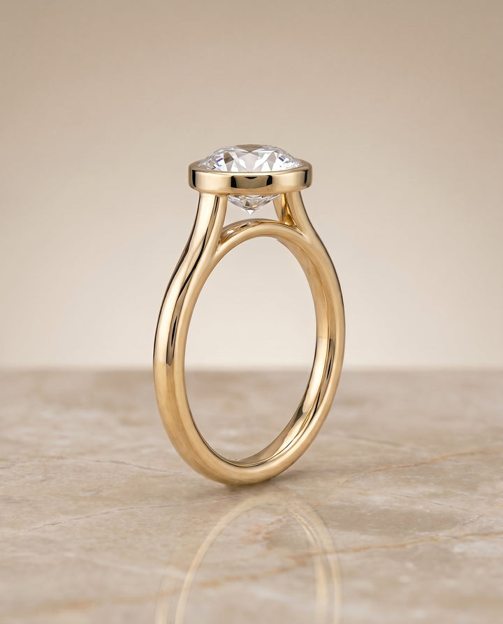Duran Select Simple Bezel Solitaire Cushion in 18K Yellow Gold – view 2