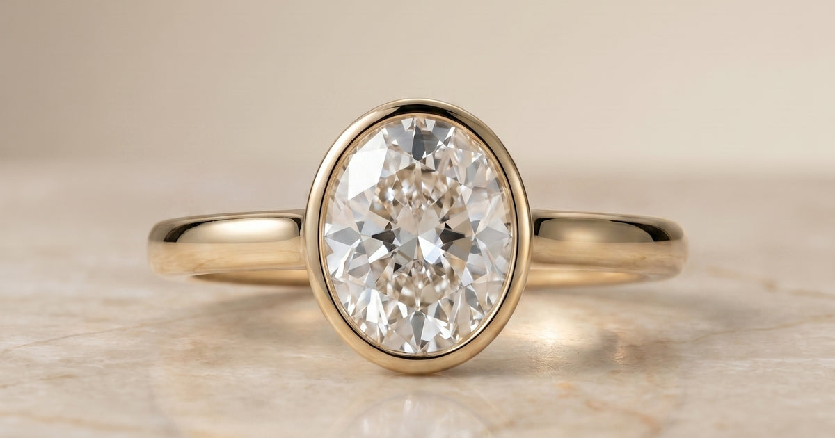 Duran Simple Bezel Solitaire Round 18K Yellow Gold Engagement Ring ...