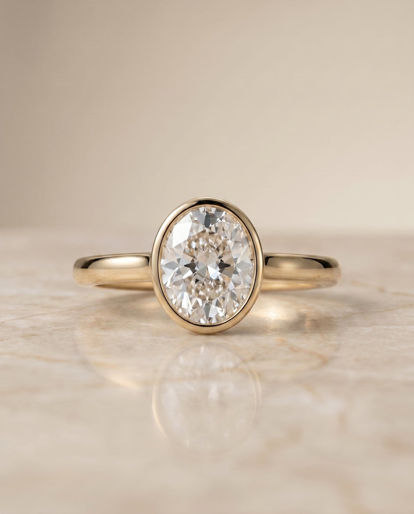 Duran Select Simple Bezel Solitaire Cushion in 18K Yellow Gold – view 1