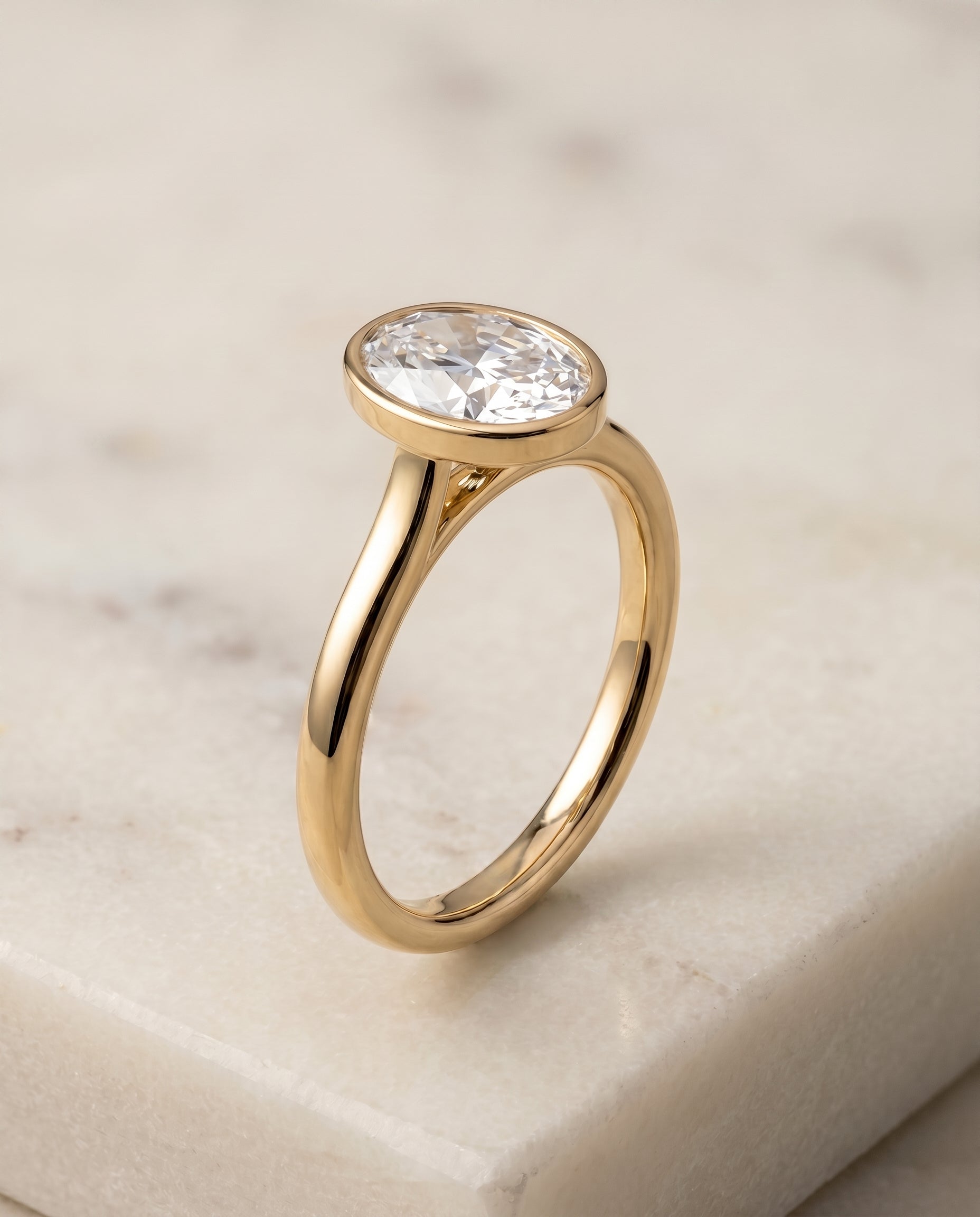 The Duran setting for oval diamonds, made to order in 18K Yellow Gold | RockHer
