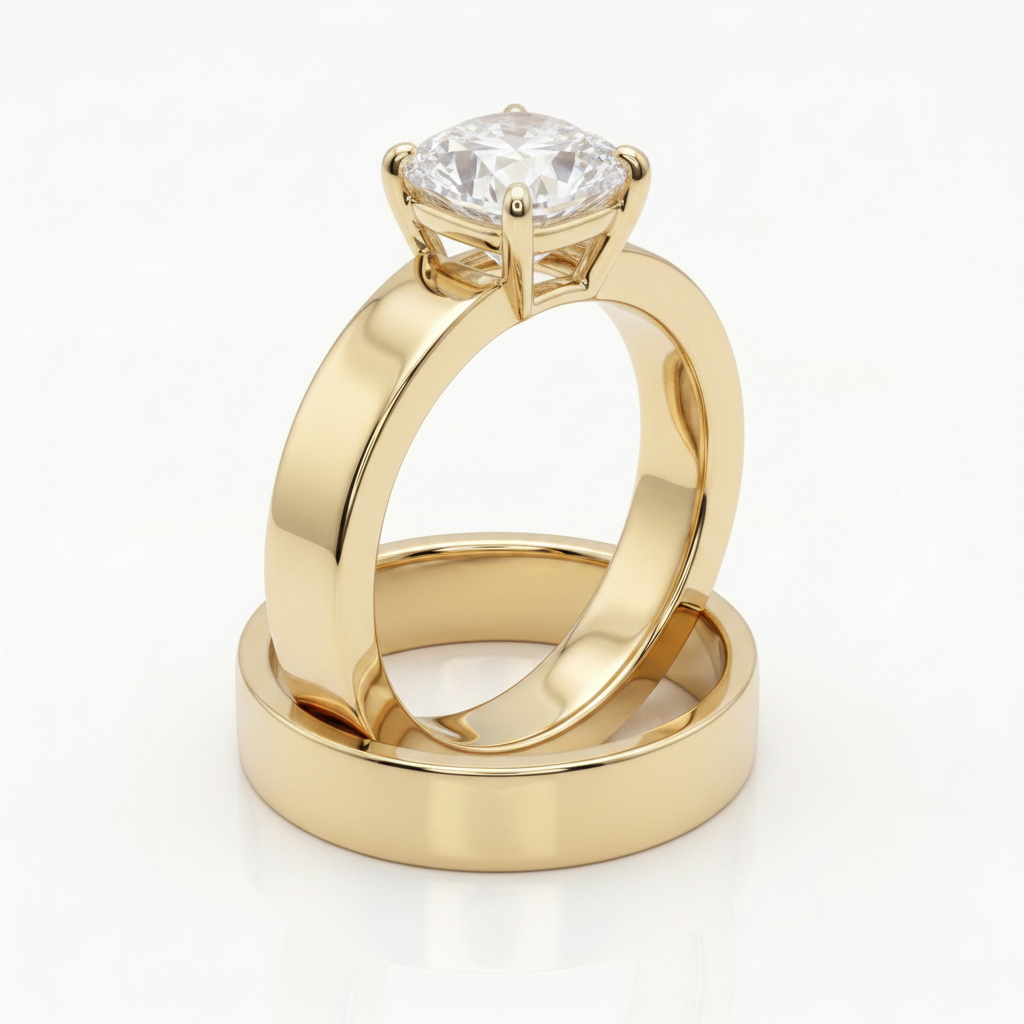 The Sloane Matching Wedding Band, Cushion in 18K Yellow Gold