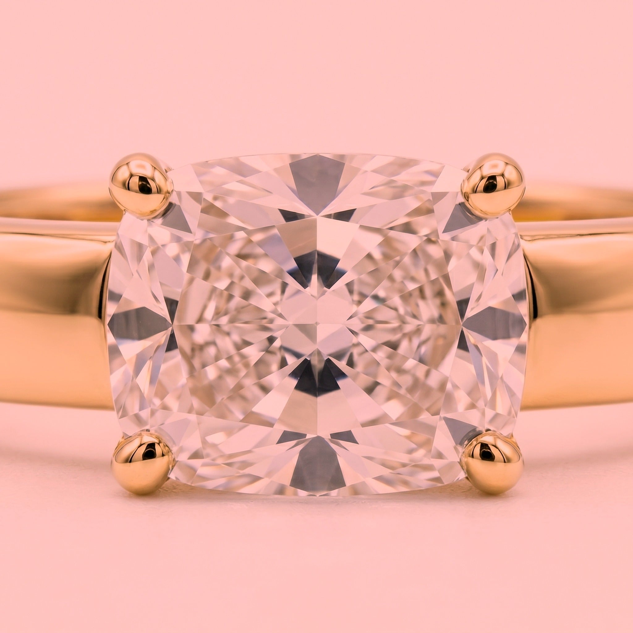 The Sloane — Cushion Bold Band Solitaire in 14K Rose Gold