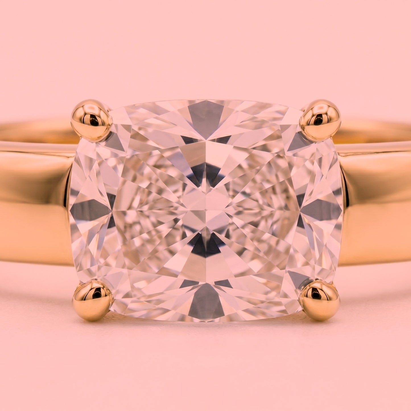 The Sloane — Cushion Bold Band Solitaire in 14K Rose Gold