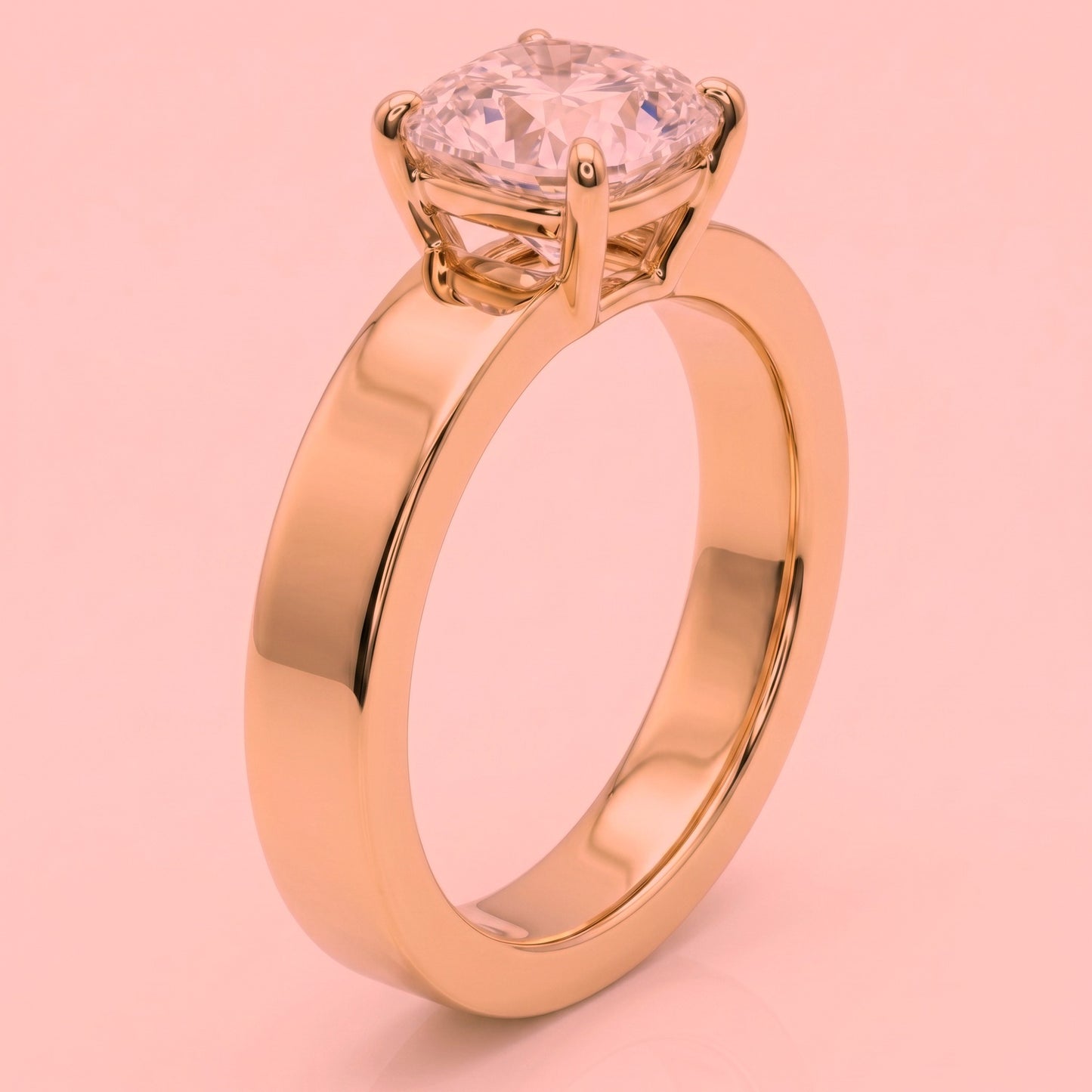 The Sloane — Cushion Bold Band Solitaire in 14K Rose Gold
