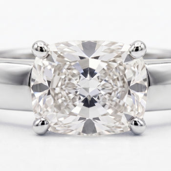 The Sloane Bold Band Solitaire In Ew18001hivs Cu125rh Cushion Cut Engagement Ring Setting in 18K White Gold