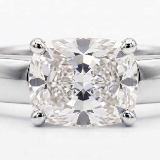 The Sloane — Cushion Bold Band Solitaire in 18K White Gold