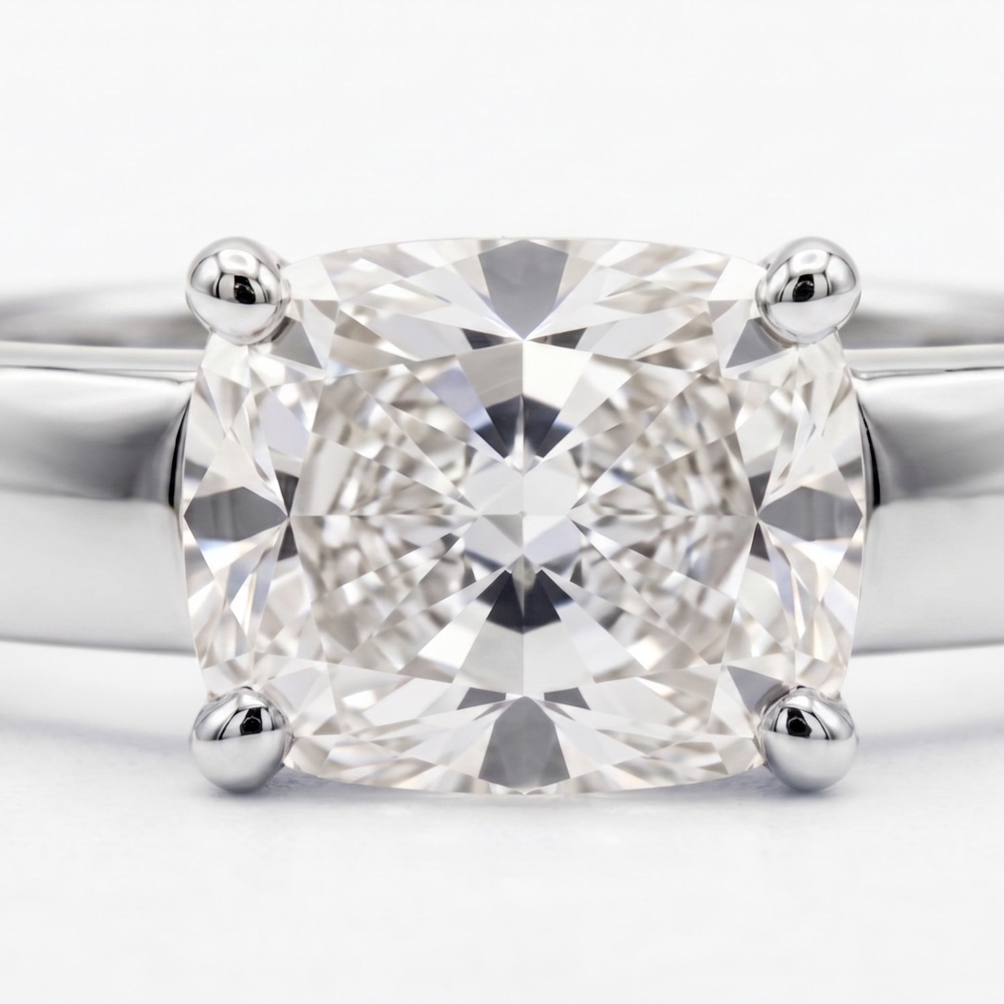 The Sloane — Cushion Bold Band Solitaire in 14K White Gold