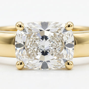 The Sloane Bold Band Solitaire In Ey18001hivs Cu125rh Cushion Cut Engagement Ring Setting in 18K Yellow Gold