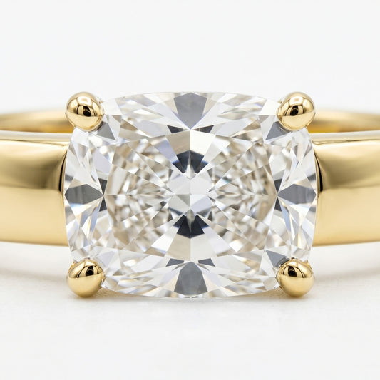The Sloane — Cushion Bold Band Solitaire in 14K Yellow Gold