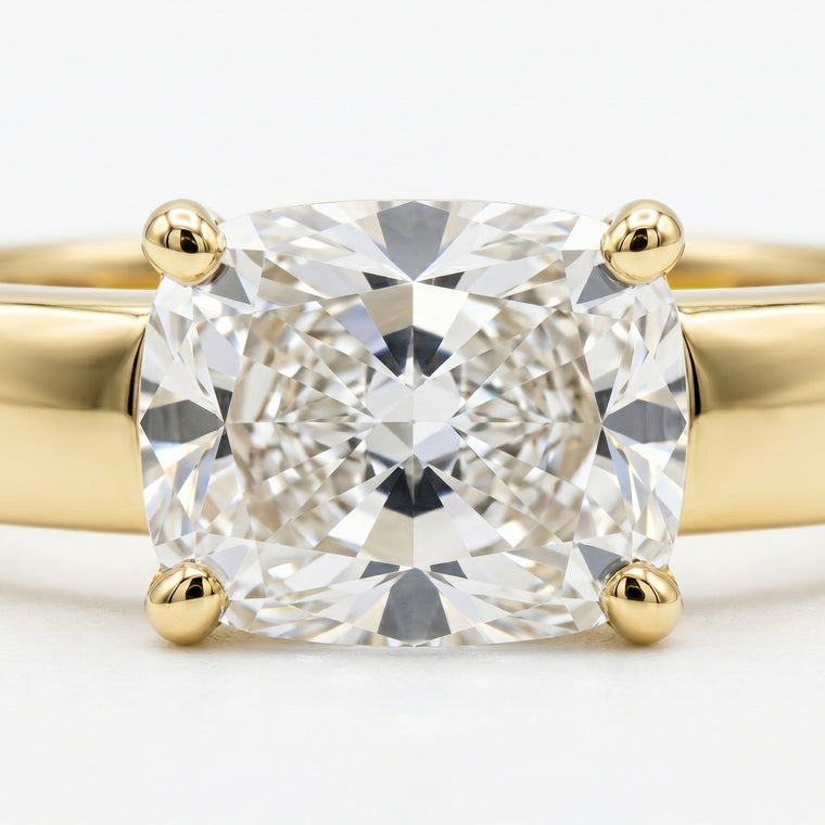 The Sloane Select Solitaire Cushion Cut Lab Diamond Engagement Ring in 18K Yellow Gold