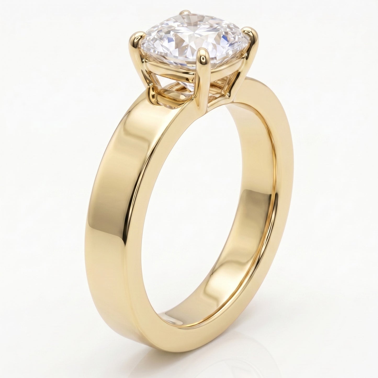 The Sloane — Cushion Bold Band Solitaire in 14K Yellow Gold