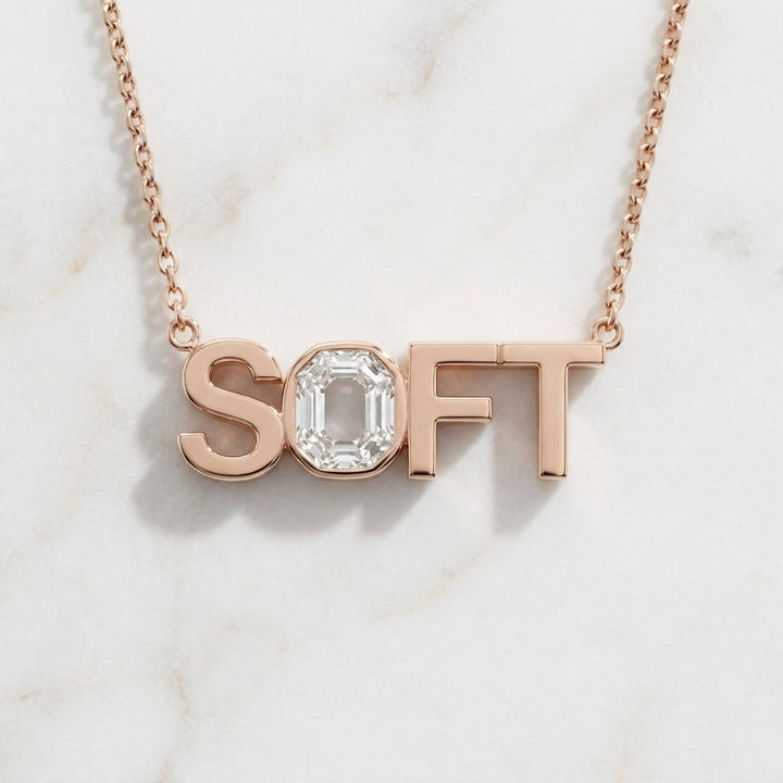 SOFT lab-grown diamond letter necklace in 14K Rose Gold