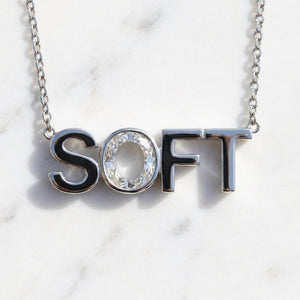 SOFT lab-grown diamond letter necklace in 14K White Gold