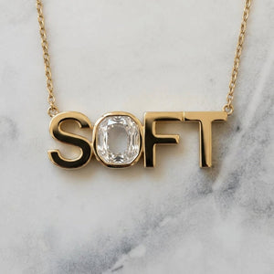 SOFT lab-grown diamond letter necklace in 14K Yellow Gold