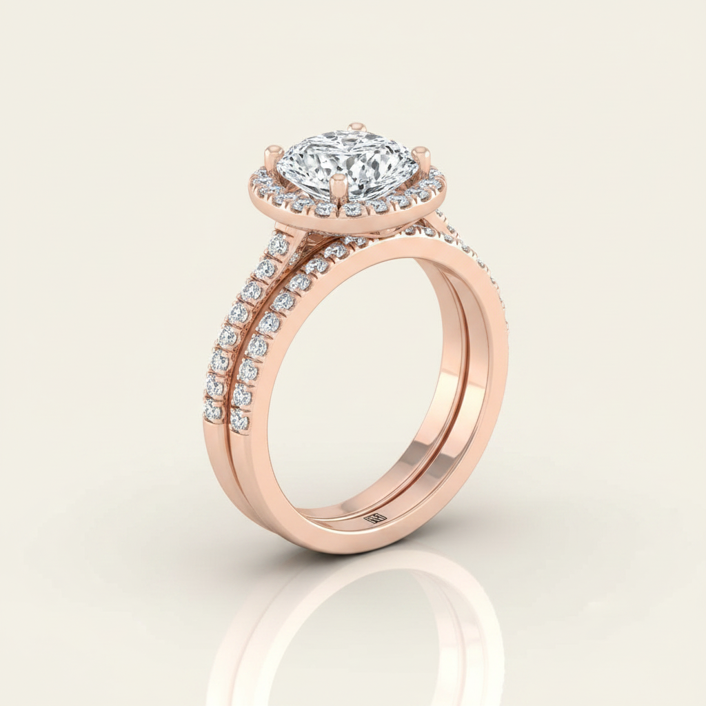 The Sonata Matching Wedding Band, Cushion in 14K Rose Gold