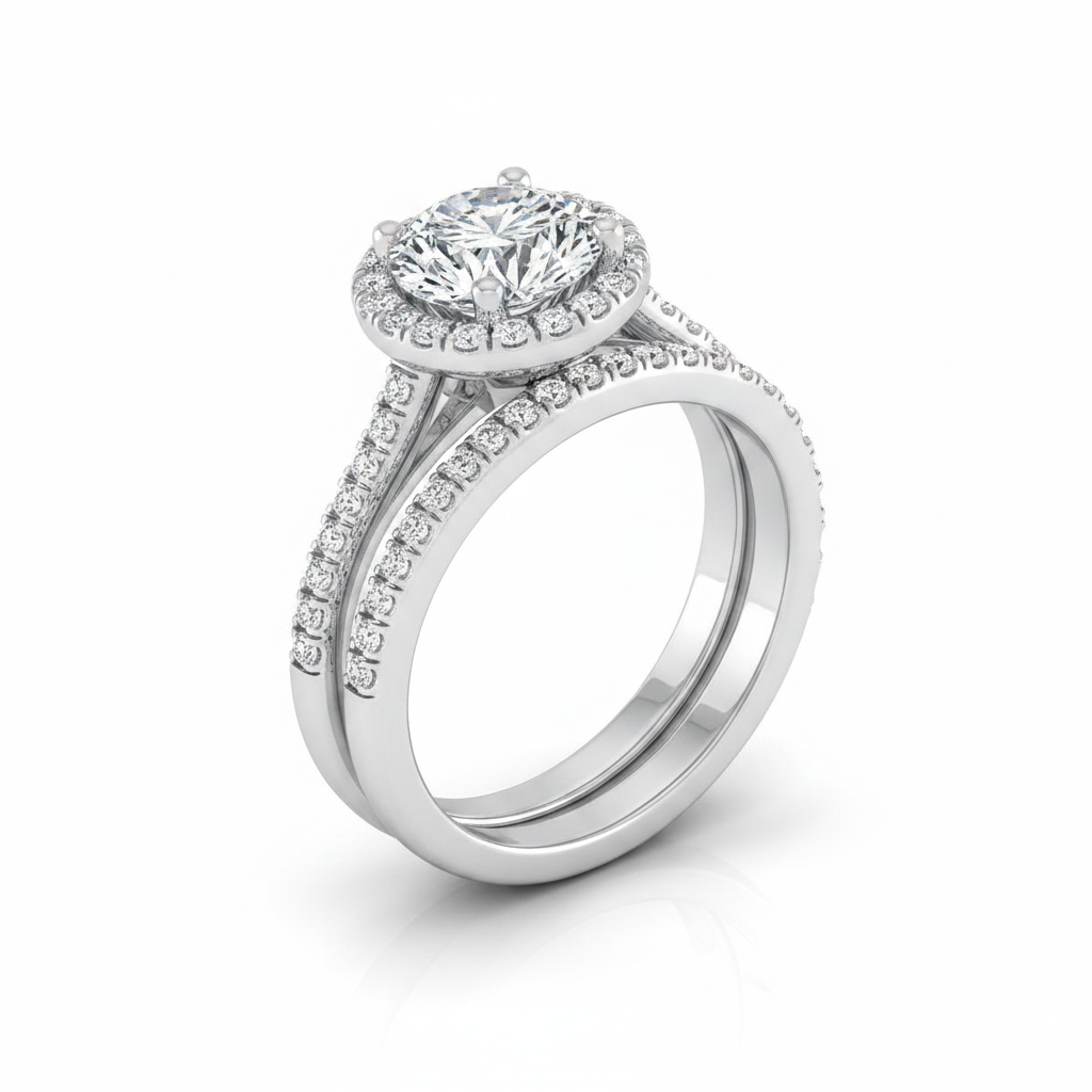 The Sonata Matching Wedding Band, Round in 18K White Gold