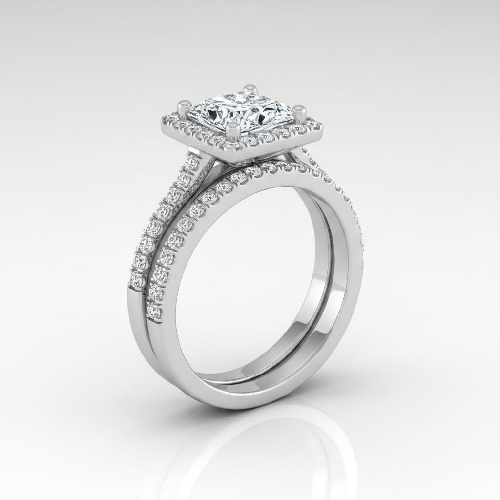 The Sonata Matching Wedding Band, Princess in Platinum