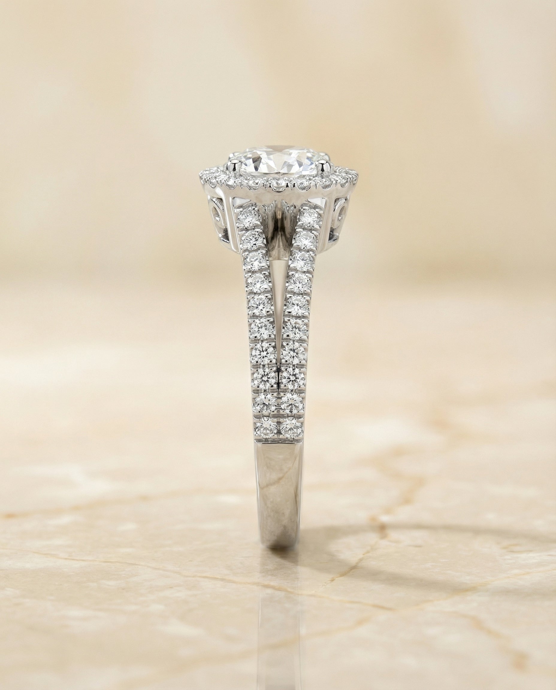 Made to order: The Aretha round engagement ring setting in 18K White Gold | RockHer