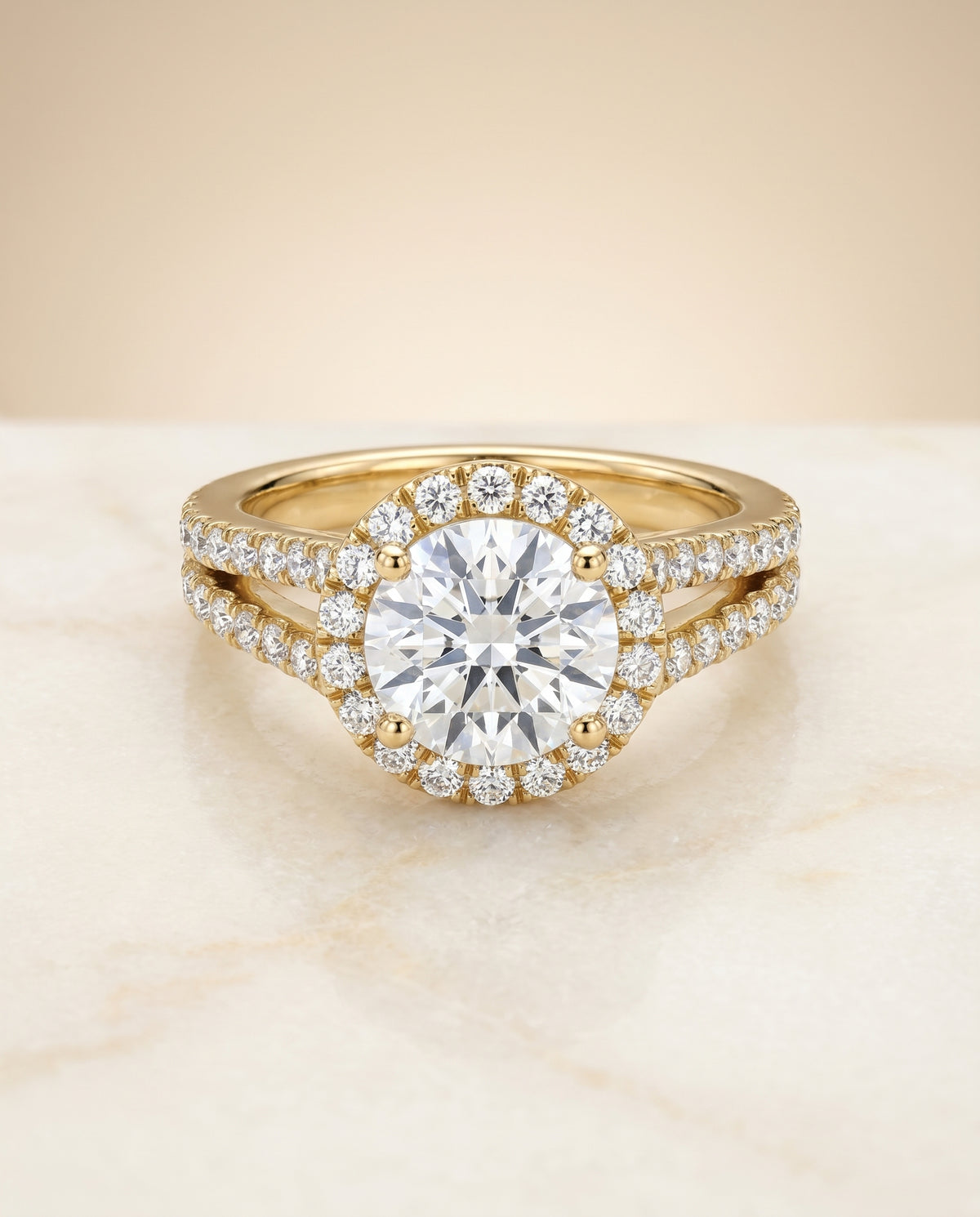 The Nicki round engagement ring setting in 18K Yellow Gold | RockHer