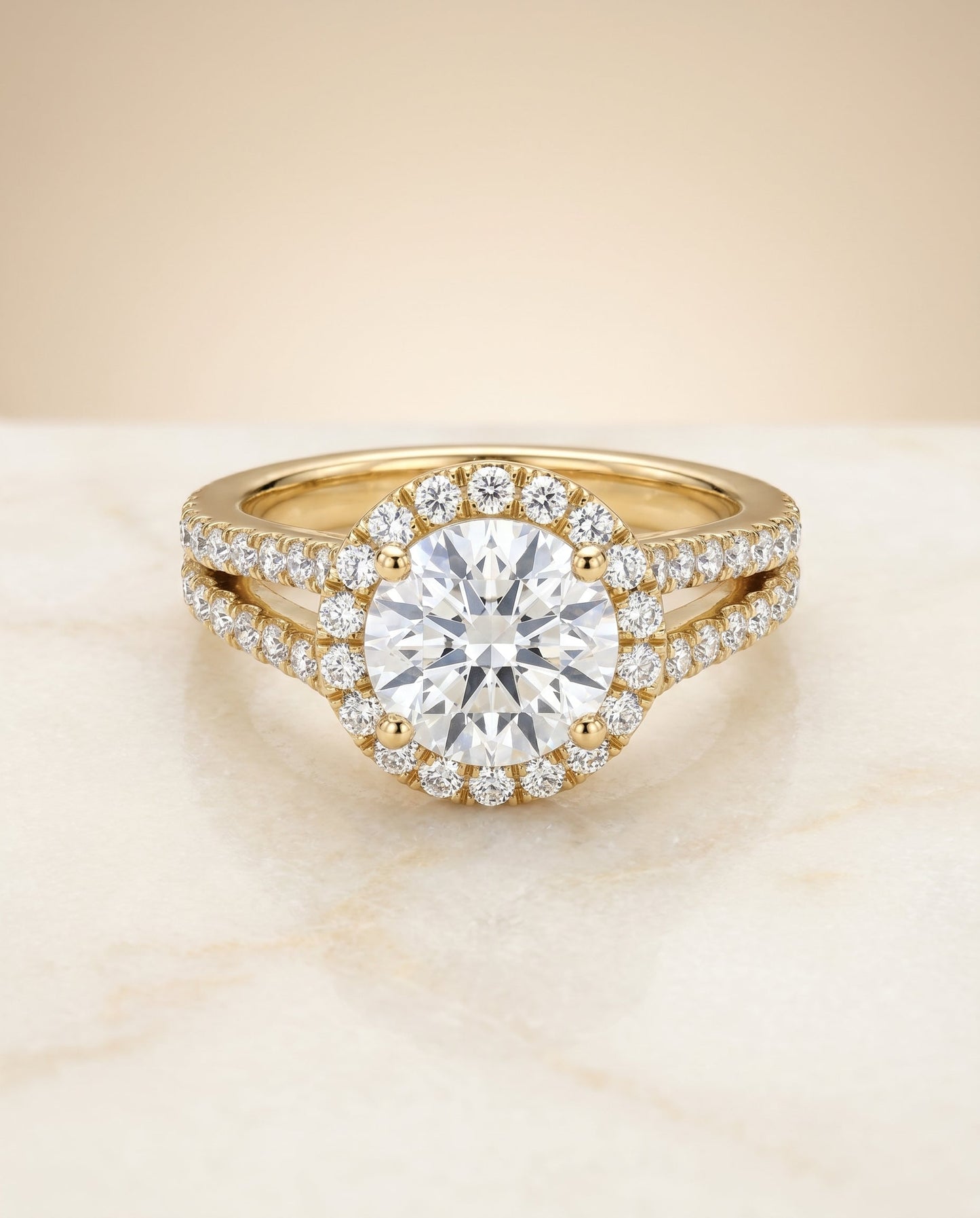 Nicki Select Split Shank Pave Halo in 18K Yellow Gold – view 1