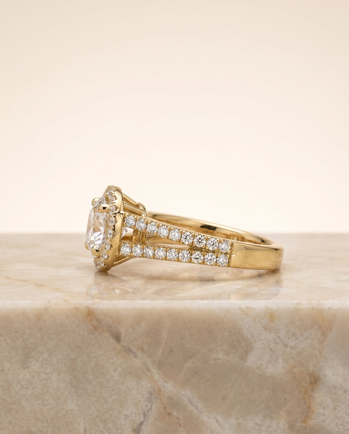 Nicki Select Split Shank Pave Halo in 14K Yellow Gold – view 6