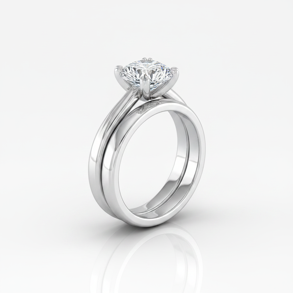 The Spring Matching Wedding Band, Round in 18K White Gold