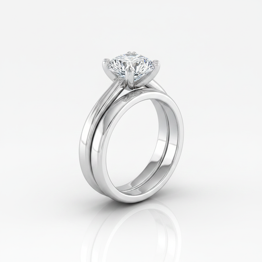The Spring Matching Wedding Band, Round in 18K White Gold