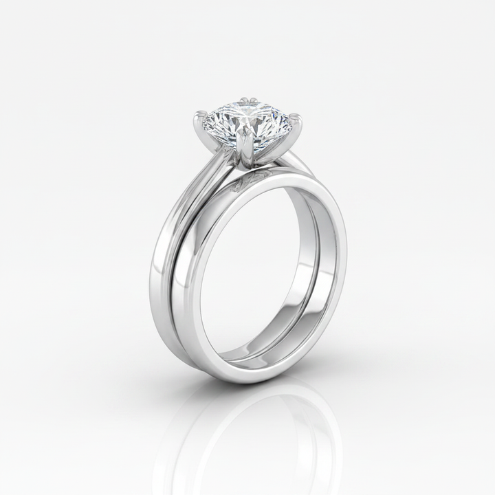 The Spring Matching Wedding Band, Round in 18K White Gold | RockHer