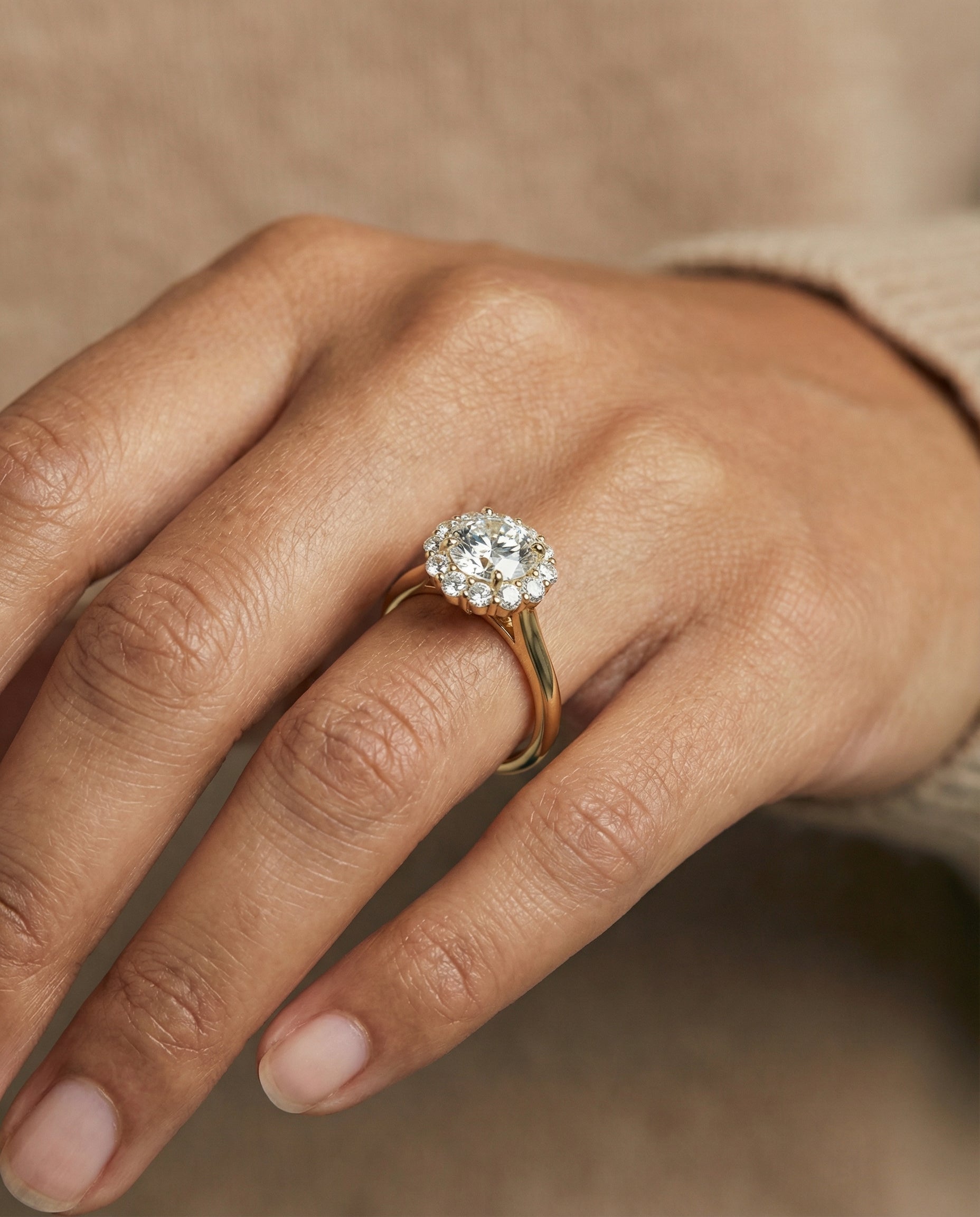 The Tionne engagement ring setting in 18K Yellow Gold, square halo design | RockHer