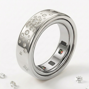 Starburst Diamond Cover for Oura Ring, in 14K White Gold – detail view | RockHer