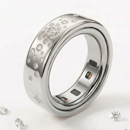 Starburst Diamond Cover for Oura Ring, in 14K White Gold – detail view | RockHer