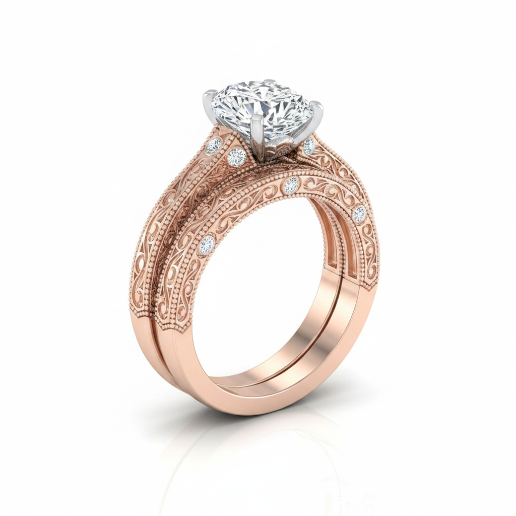 The Stella Matching Wedding Band, Oval in 14K Rose Gold