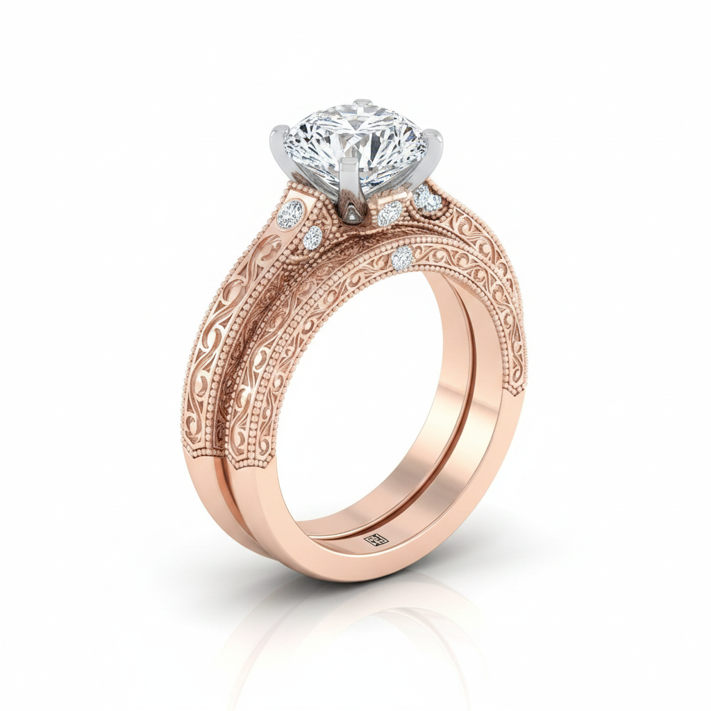 The Stella Matching Wedding Band, Round in 14K Rose Gold