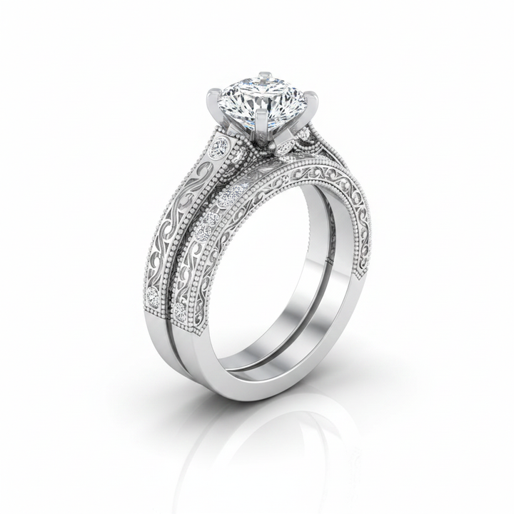 The Stella Matching Wedding Band, Cushion in 18K White Gold | RockHer