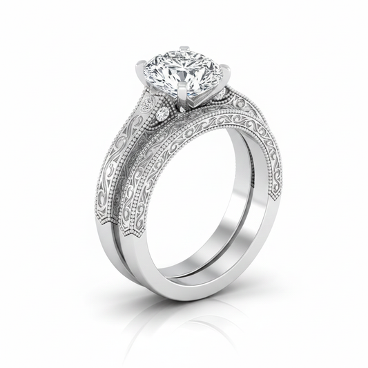 The Stella Matching Wedding Band, Oval in 18K White Gold