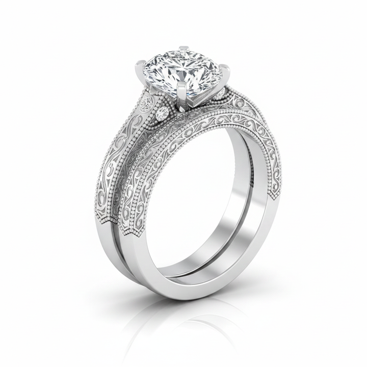 The Stella Matching Wedding Band, Oval in 18K White Gold | RockHer