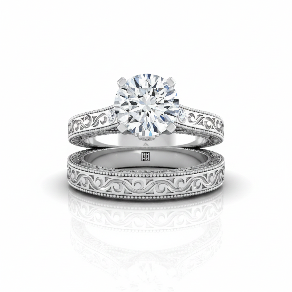 The Stella Matching Wedding Band, Round in 18K White Gold